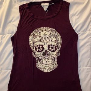 Purple long graphic tank top